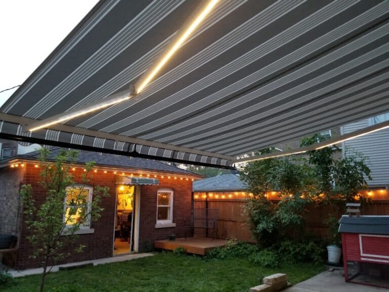 awning with LED lights