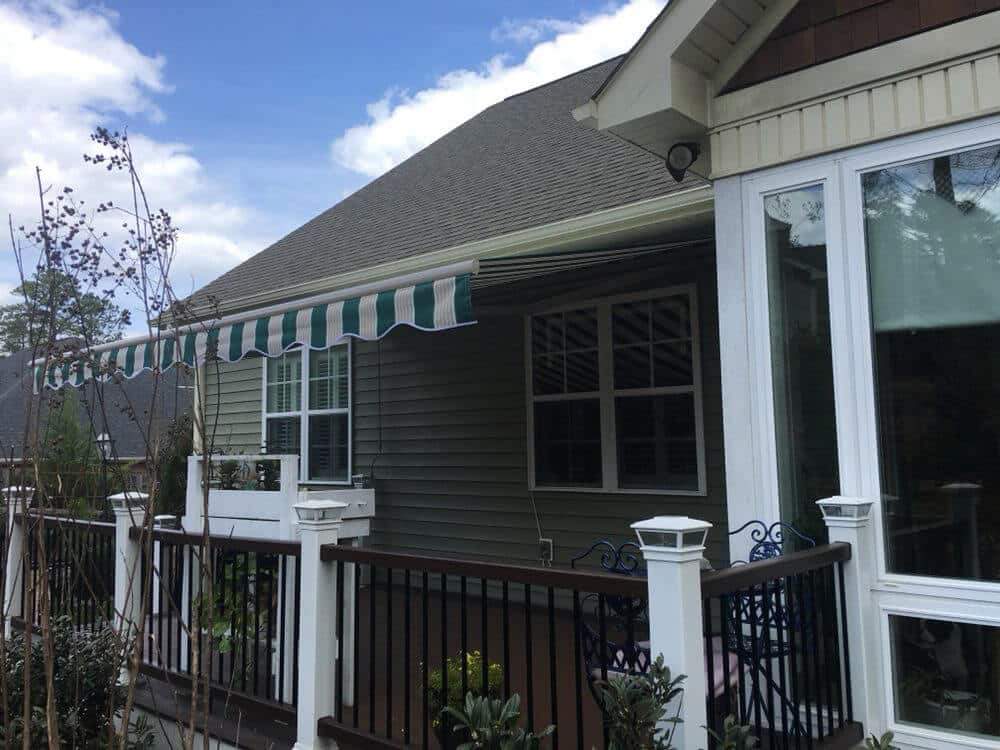 green striped awning - choosing the right awning fabric - Marygrove Awnings